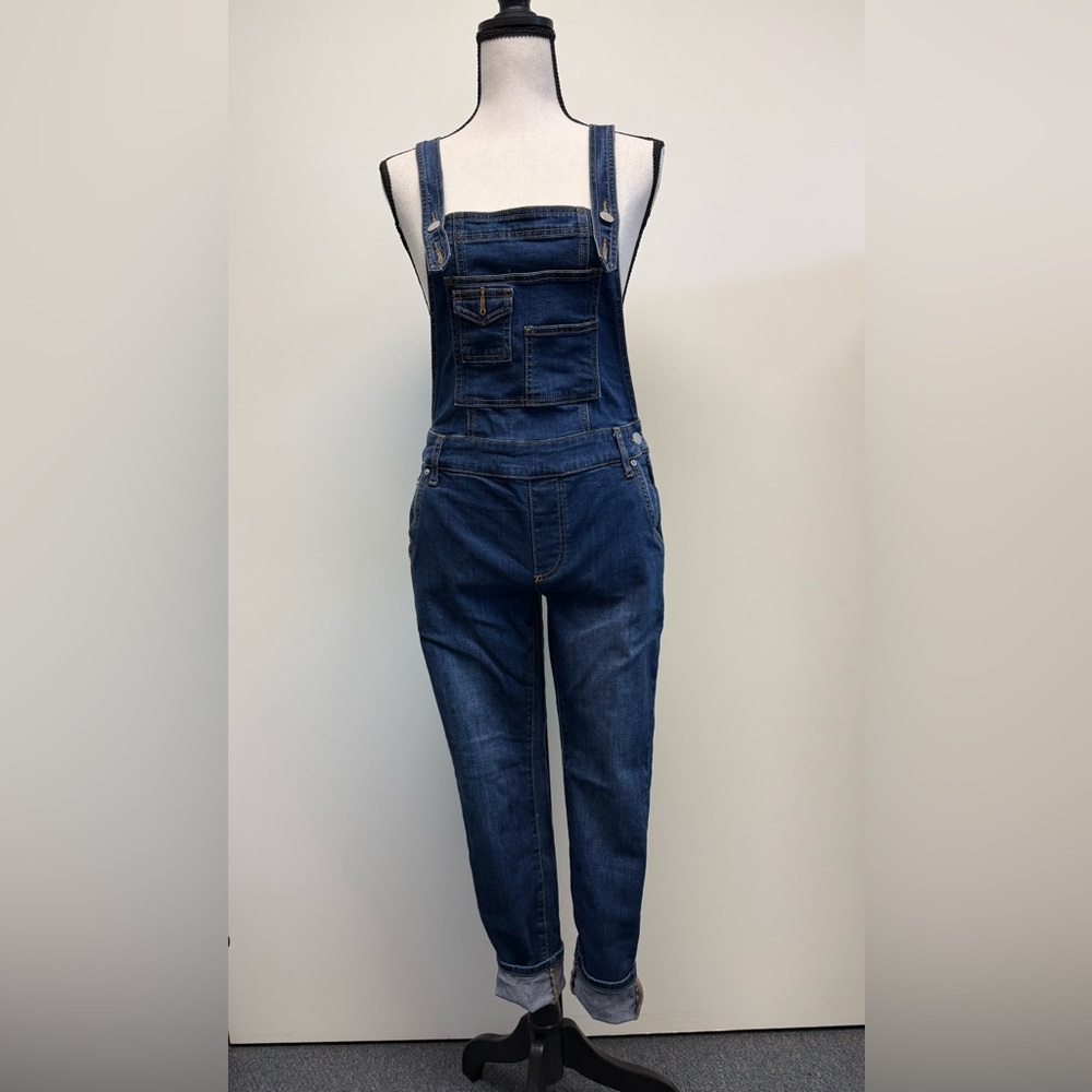 Free People Slim Fit Denim Overalls with Cross Strap Back Size 25